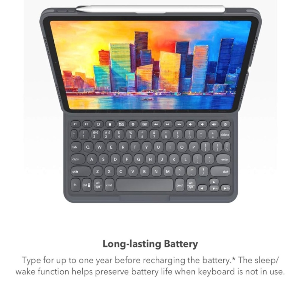 Zagg Folio Keyboard Case for iPad 9/8/7- Gray